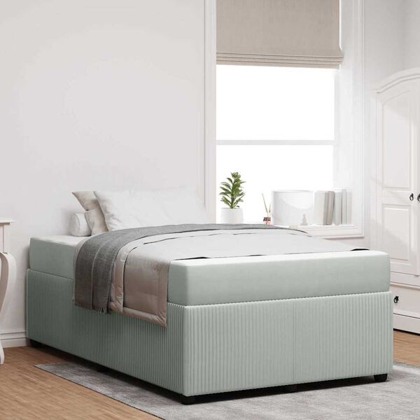 vidaXL Cadre de lit avec matelas Gris clair 120 x 200 cm tissu