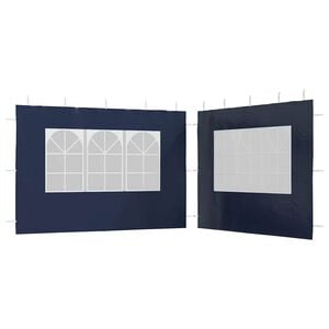 vidaXL Paroi de tente de r&eacute;ception 2 pcs avec fen&ecirc;tre PE Bleu