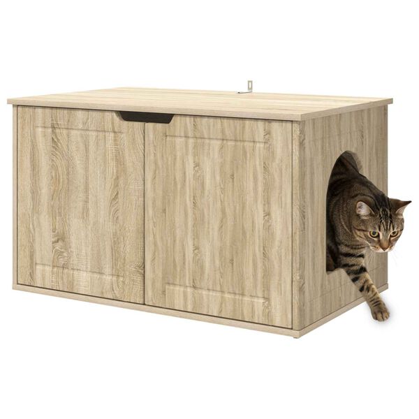 vidaXL Maison pour chat Sonoma 85 x 55 x 50,5 cm Bois d'ing&eacute;nierie