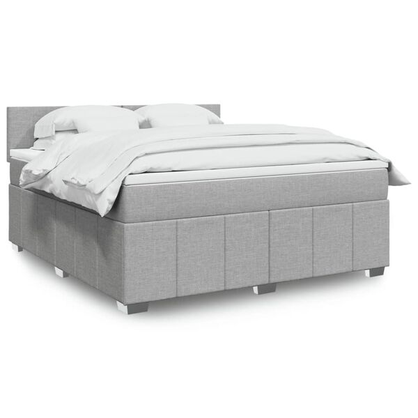 vidaXL Sommier &agrave; lattes de lit avec matelas Gris clair 180x200cm Tissu