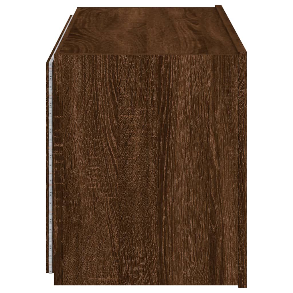 vidaXL Meuble TV mural avec lumières LED chêne marron 80x35x41 cm