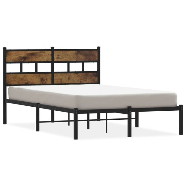 vidaXL Cadre de lit en métal sans matelas chêne fumé 120x200 cm