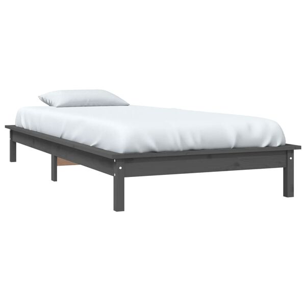 vidaXL Cadre de lit sans matelas gris bois massif