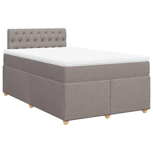 vidaXL Sommier &agrave; lattes de lit avec matelas taupe 120x190 cm tissu