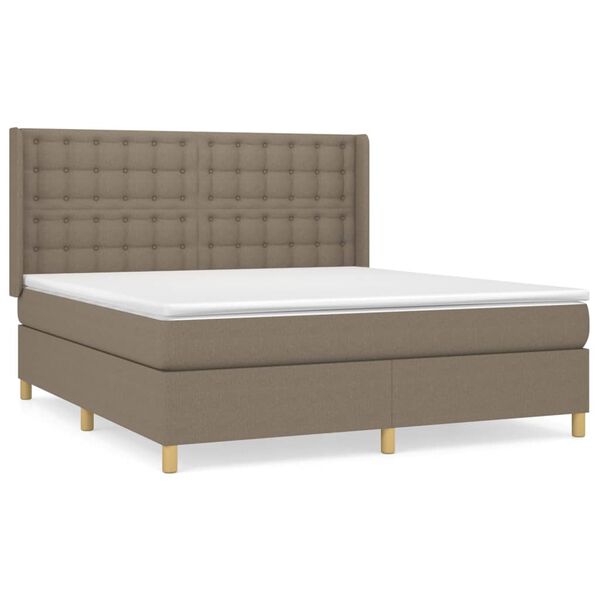 vidaXL Sommier &agrave; lattes de lit avec matelas Taupe 180x200 cm Tissu