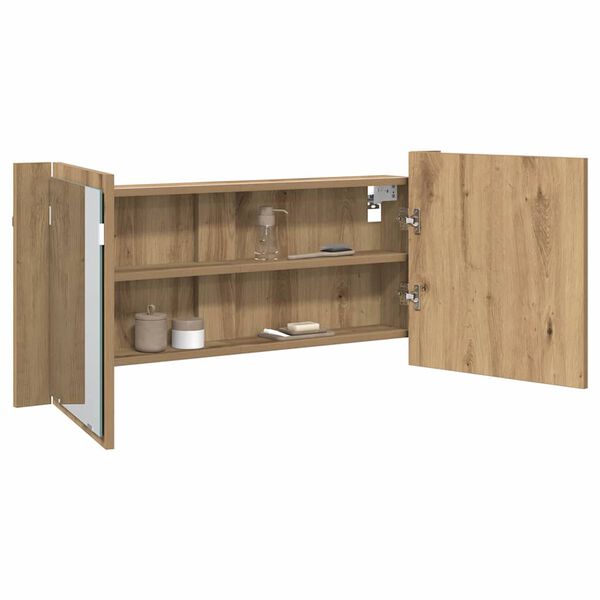 vidaXL Cabinet Miroir LED avec porte Ch&ecirc;ne artisanal 100 x 12 x 45 cm