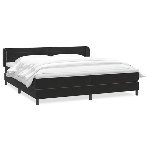 vidaXL Sommier &agrave; lattes de lit avec matelas noir 180x220 cm velours