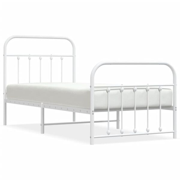 vidaXL Cadre de lit métal sans matelas avec pied de lit blanc 90x190cm