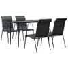 vidaXL Ensemble &agrave; manger de jardin 5 pcs noir textil&egrave;ne et acier