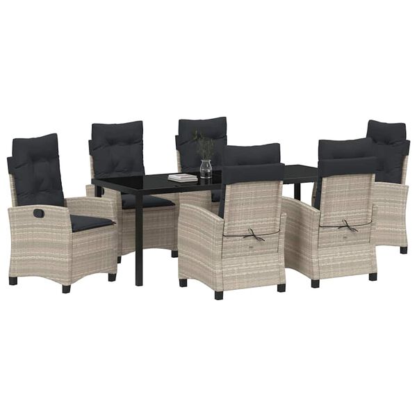 vidaXL Ensemble de salle &agrave; manger pour jardin 7 pcs Gris clair