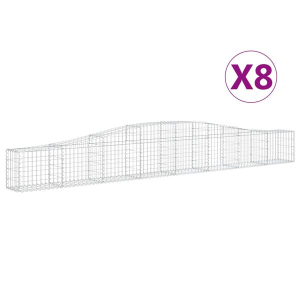vidaXL Paniers à gabions arqués 8 pcs 400x30x40/60 cm Fer galvanisé