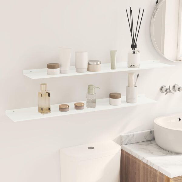 vidaXL &Eacute;tag&egrave;re flottante 2 pcs Blanc 100 x 18 x 2,5 cm Acier