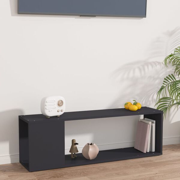 vidaXL Meuble TV Gris 100x24x32 cm Bois d'ingénierie