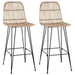 vidaXL Tabouret de bar 2 pcs Naturel 44 x 55 x 109 cm Rattan et Acier