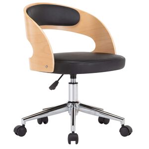 vidaXL Chaise pivotante de bureau Noir Bois courb&eacute; et similicuir