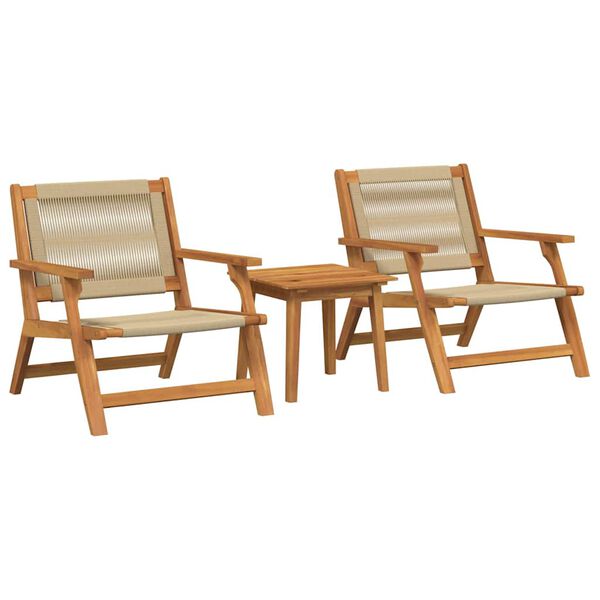 vidaXL Chaises de jardin avec table 3 pcs Beige Bois d'Acacia Massif