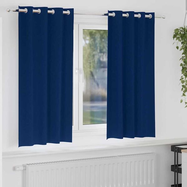 vidaXL Rideaux occultants avec anneaux 2 pcs Bleu foncé 175 x 140 cm