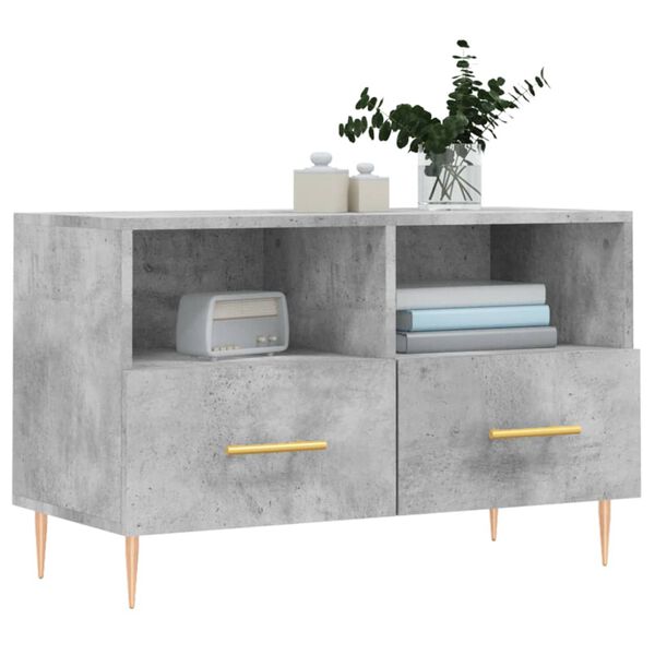 vidaXL Meuble TV Gris b&eacute;ton 80x36x50 cm Bois d'ing&eacute;nierie