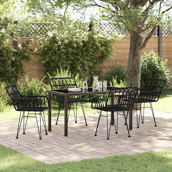 vidaXL Ensemble de salle &agrave; manger pour jardin 5 pcs Noir Poly rotin