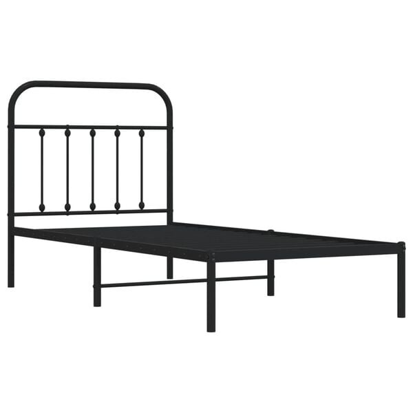 vidaXL Cadre de lit m&eacute;tal sans matelas avec t&ecirc;te de lit noir 80x200 cm
