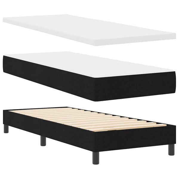 vidaXL Lit &agrave; ressorts avec matelas Noir 200 x 80 cm Polyester