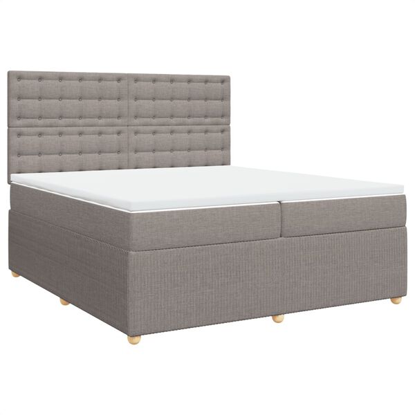 vidaXL Sommier &agrave; lattes de lit avec matelas Taupe 200x200 cm Tissu