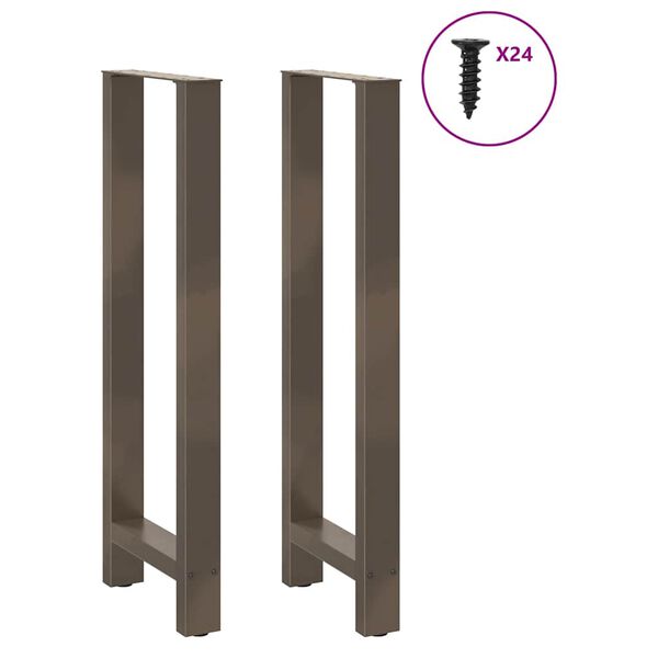 vidaXL Pieds de table de bar en acier naturel, 2 pi&egrave;ces, 50 x (110-111) cm