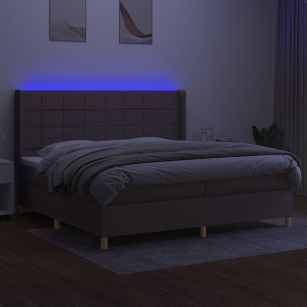 vidaXL Sommier à lattes de lit matelas et LED Taupe 200x200 cm Tissu