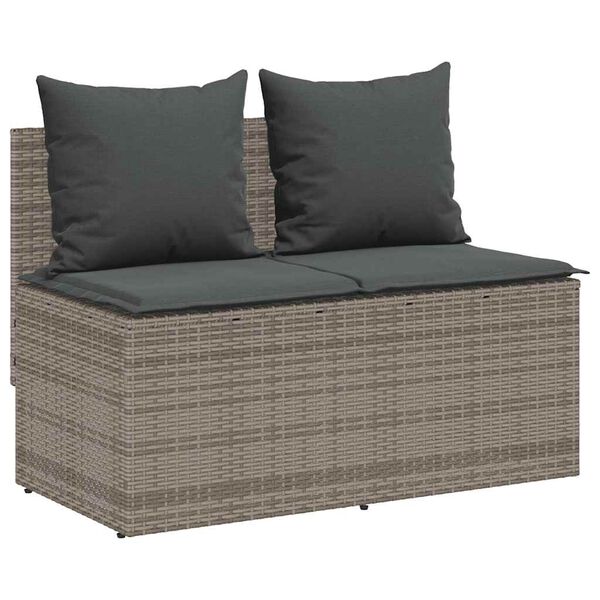 vidaXL Ensemble &agrave; manger de jardin 3 pcs coussins gris r&eacute;sine tress&eacute;e