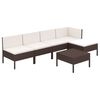 vidaXL Salon de jardin 6 pcs avec coussins R&eacute;sine tress&eacute;e Marron
