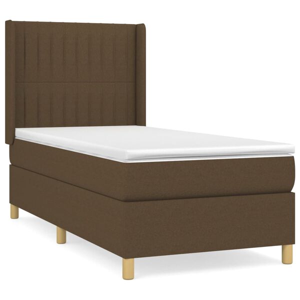 vidaXL Sommier &agrave; lattes de lit avec matelas Marron fonc&eacute; 90x190 cm