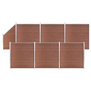 vidaXL Ensemble de cl&ocirc;ture WPC 6 Carr&eacute; + 1 Inclin&eacute; 1138x186 cm Marron