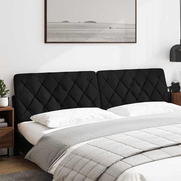 vidaXL Coussin de t&ecirc;te de lit noir 200 cm tissu