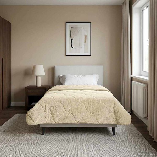 vidaXL Duvet d'hiver Cr&egrave;me 140 x 200 cm Microfibre et polaire Teddy