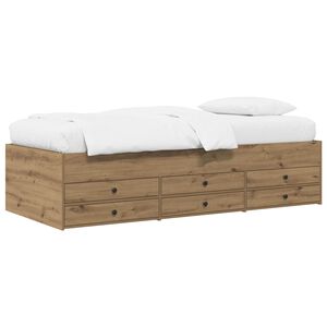 vidaXL Cadre de lit avec rangement Ch&ecirc;ne artisanal 80 x 200 cm