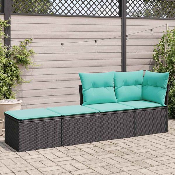 vidaXL Salon de jardin avec coussins 2 pcs noir r&eacute;sine tress&eacute;e acacia