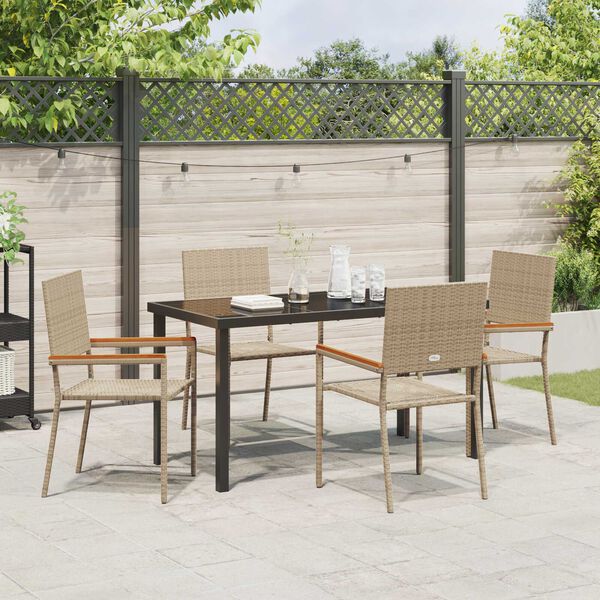 vidaXL Ensemble de salle &agrave; manger pour jardin 5 pcs Beige polyrotin