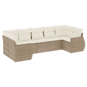 vidaXL Salon de jardin avec coussins 7 pcs beige r&eacute;sine tress&eacute;e