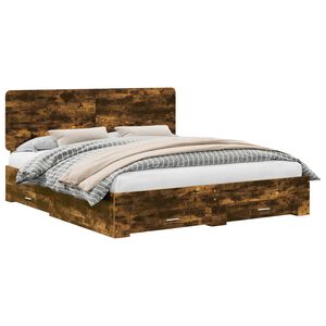 vidaXL Cadre de lit Ch&ecirc;ne fum&eacute; 200 x 200 cm Bois d'ing&eacute;nierie