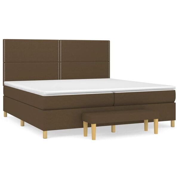 vidaXL Sommier &agrave; lattes de lit avec matelas Marron fonc&eacute; 200x200 cm