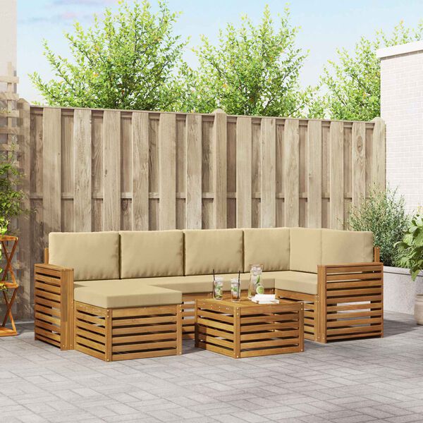 vidaXL Ensembles de canap&eacute;s avec coussin 7 pcs Naturel et Beige