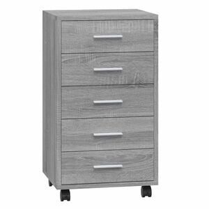 vidaXL Armoire &agrave; tiroirs avec roulettes Sonoma gris Bois d'ing&eacute;nierie