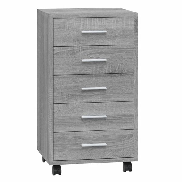 vidaXL Armoire &agrave; tiroirs avec roulettes Sonoma gris Bois d'ing&eacute;nierie