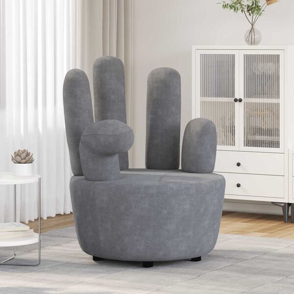 vidaXL Chaise en forme de main gris velours