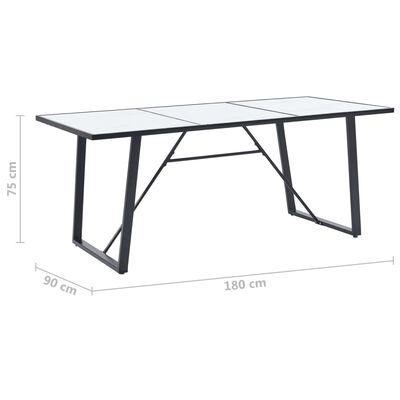 vidaXL Table de salle à manger Blanc 180x90x75 cm Verre trempé