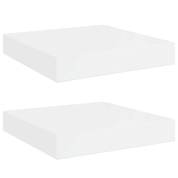 vidaXL &Eacute;tag&egrave;re murale flottante 2 pcs Blanc brillant 23x23,5x3,8cm MDF