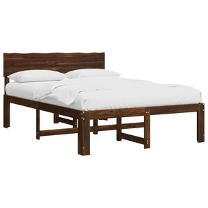 vidaXL Cadre de lit double avec t&ecirc;te de lit ROSTOCK Marron fonc&eacute;