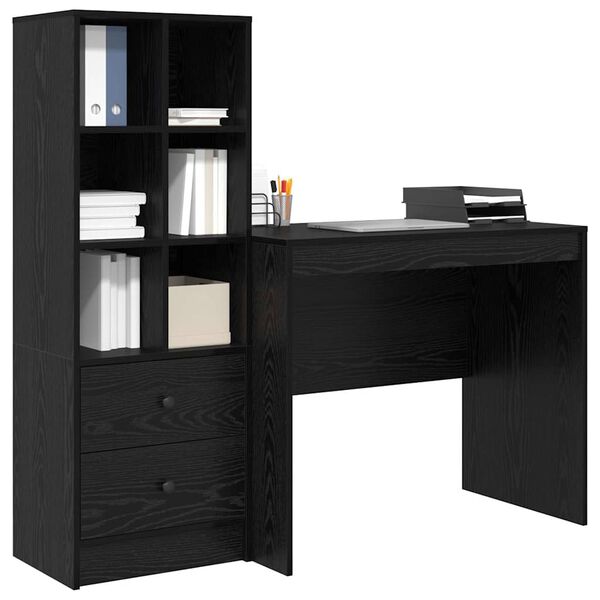 vidaXL Bureau avec tiroir 2 pcs Ch&ecirc;ne noir