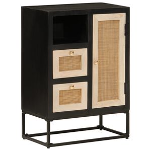 vidaXL Buffet noir 55x30x76 cm bois massif de manguier et fer
