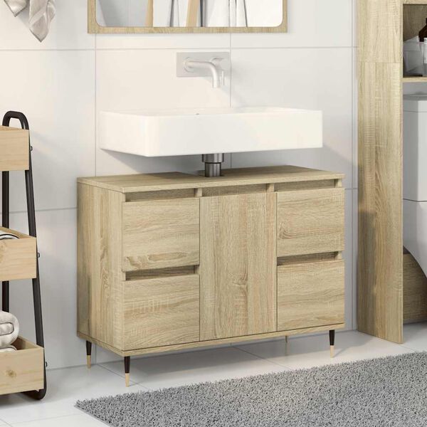 vidaXL Armoire salle de bain ch&ecirc;ne sonoma 80x33x60cm bois d'ing&eacute;nierie